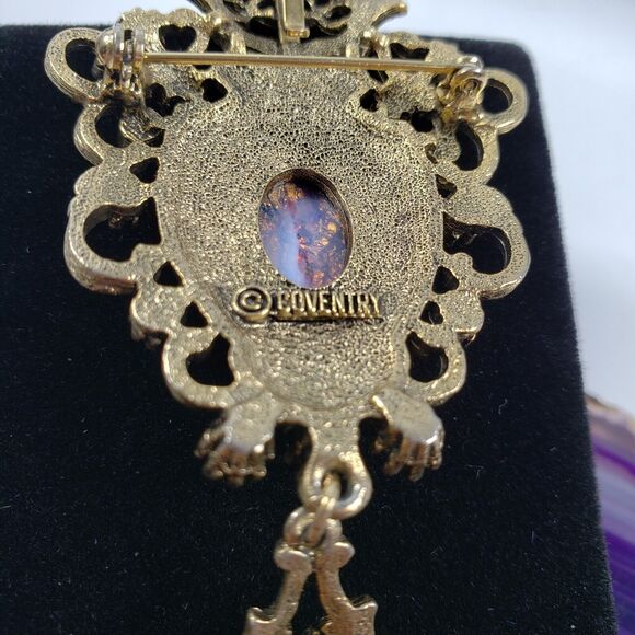 Vintage 1970's Sarah Conventry Contessa Faux Fire Opal Bracelet Brooch Clips Set - Picture 8 of 16